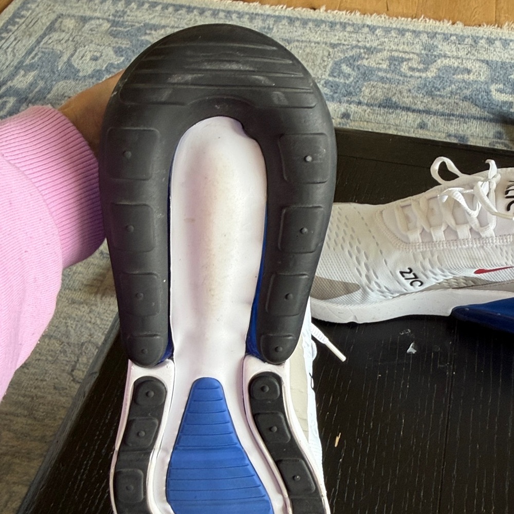 Nike White Sneakers with Blue Air Unit and Multicolor Swooshes-Men’s 12 - Picture 5 of 11